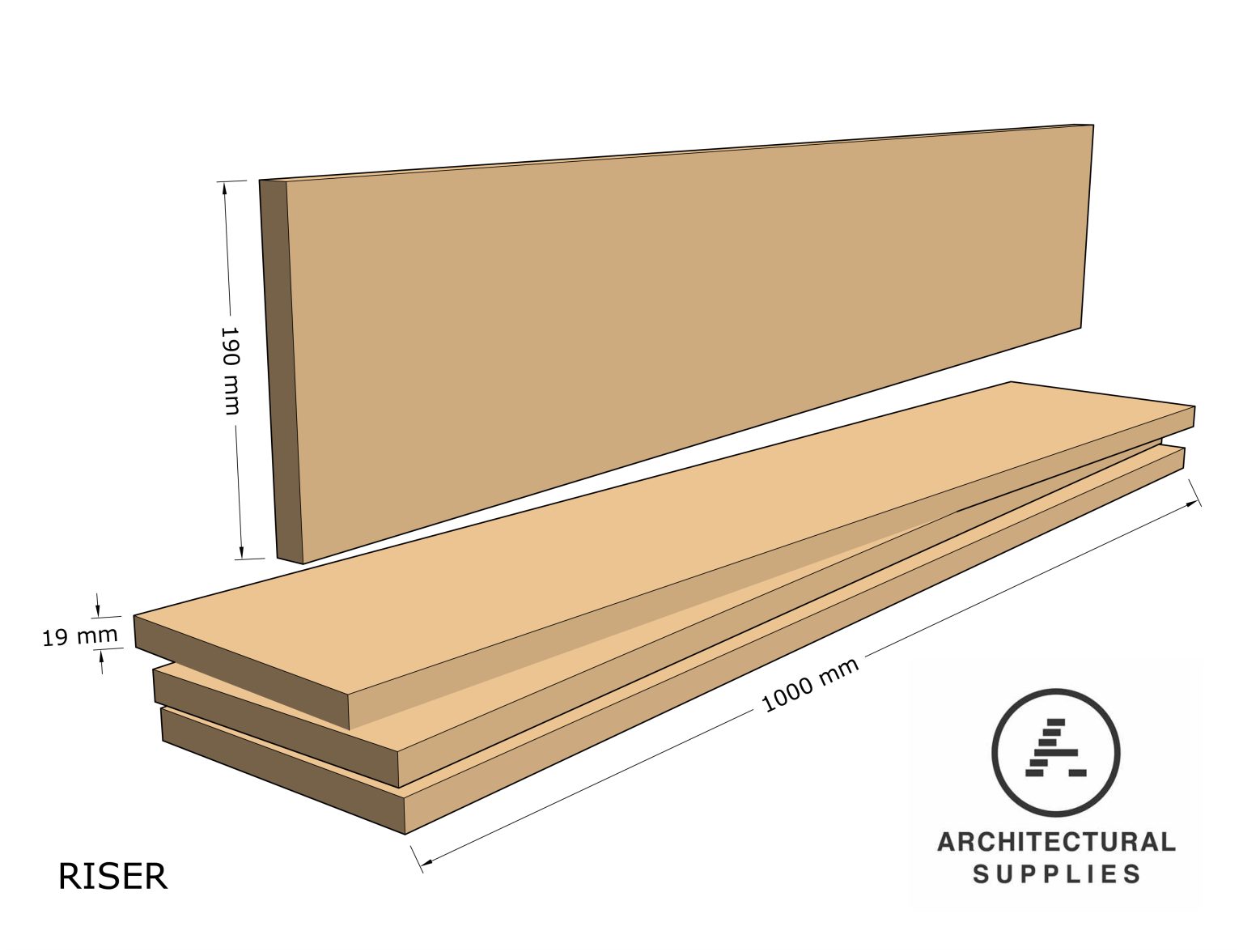 Timber Riser Stair Risers - Various Timber Species 1000x190x19 - Architectural Supplies